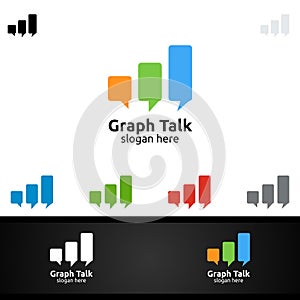 Business Consulting Talk Stats Logo, Speech Bubble and Growth Graph Design