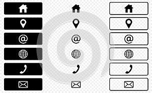 Business Contact us icon set. Rounded rectangle button style