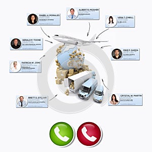 business contacts making a conference call in an international distribution context