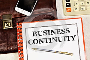 Business continuity. Text label in the planning folder.
