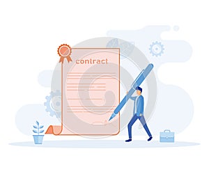 Business contract concept, Character signing legal document,