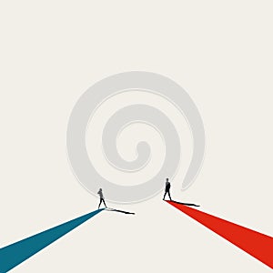 Business convergence vector concept. Symbol of coming together, agreement, partnership success. Minimal illustration photo