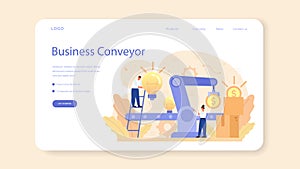 Business conveyor web banner or landing page. Idea of business development