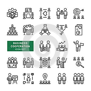 Business cooperation icon set