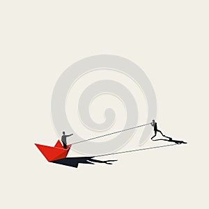 Business and corporate exploitation vector concept. Symbol of bossing, manipulation. Minimal design illustration