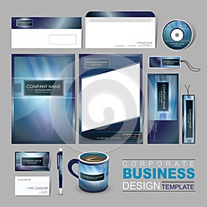 business corporate identity template with abstract blue background