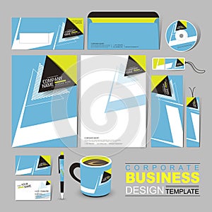 Business corporate identity template with black and blue arrow