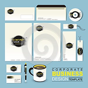 Business corporate identity template with grunge and ink