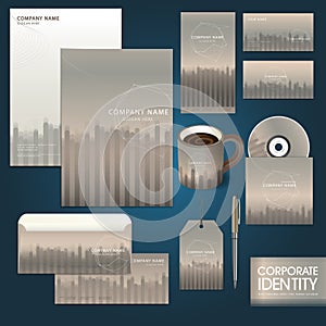 Business corporate identity template with line and vegetation co