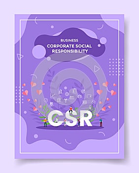 business corporate social responsibility csr people around word csr for template of banners, flyer, books cover, magazines with