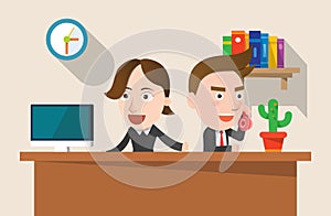 Business corporation telemarketing concept flat character