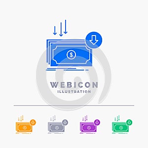 Business, cost, cut, expense, finance, money 5 Color Glyph Web Icon Template isolated on white. Vector illustration