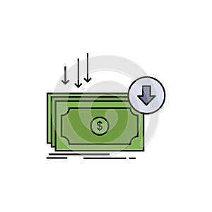 Business, cost, cut, expense, finance, money Flat Color Icon Vector
