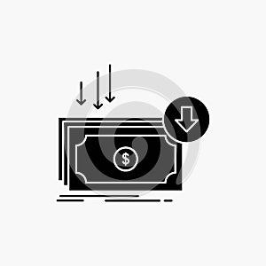 Business, cost, cut, expense, finance, money Glyph Icon. Vector isolated illustration
