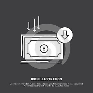 Business, cost, cut, expense, finance, money Icon. glyph vector symbol for UI and UX, website or mobile application