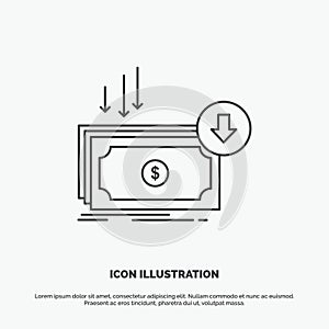 Business, cost, cut, expense, finance, money Icon. Line vector gray symbol for UI and UX, website or mobile application