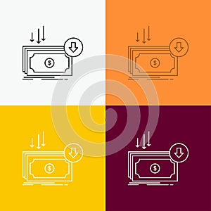 Business, cost, cut, expense, finance, money Icon Over Various Background. Line style design, designed for web and app. Eps 10
