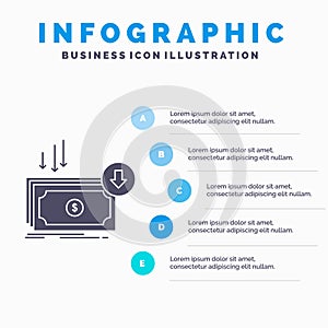 Business, cost, cut, expense, finance, money Infographics Template for Website and Presentation. GLyph Gray icon with Blue