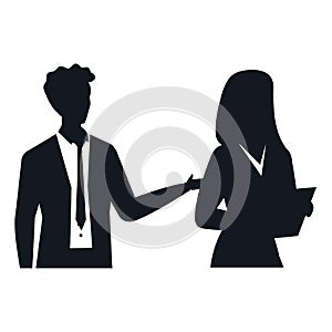 Business couple elegant avatar silhouettes vector