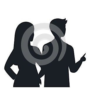 Business couple elegant avatar silhouettes vector