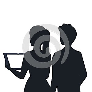 Business couple elegant avatar silhouettes vector