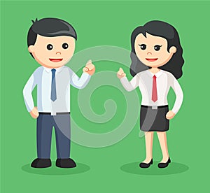 Business couple standing with casual conversations