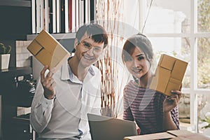 Business Couple working together at home