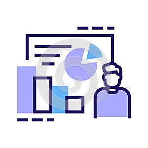 Business course color line icon. Analytics and analysis graph, chart. Pictogram for web page, mobile app. UI UX GUI design element