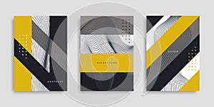 Business cover set. Collection of A4 vertical brochures. Abstract geometric background. Template design in flat style.