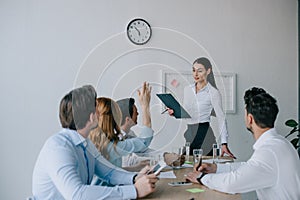business coworkers having business training at workplace