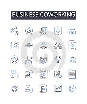 Business coworking line icons collection. Corporate partnerships, Professional collaboration, Entrepreneurial nerking