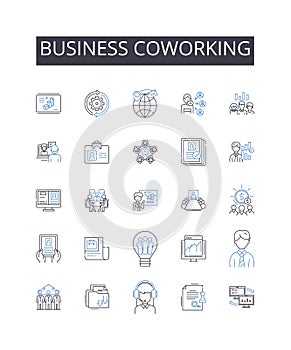 Business coworking line icons collection. Corporate partnerships, Professional collaboration, Entrepreneurial nerking