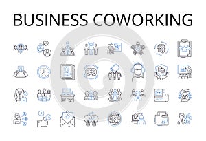 Business coworking line icons collection. Corporate partnerships, Professional collaboration, Entrepreneurial nerking