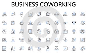 Business coworking line icons collection. Expressiveness, Articulation, Eloquence, Clarity, Precision, Fluency