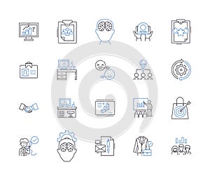 Business coworking outline icons collection. Co-working, Business, Office, Shared, Networking, Space, Collaboration