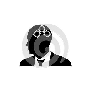 Business creative mind idea, Businessman with gears in head