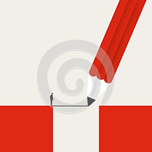 Business creative solution vector concept. Symbol of opportunity, challenge, obstacle. Minimal illustration.