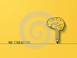 Business creativity and brainstorming vector concept with brain and pencil symbol. Creative process symbol. photo