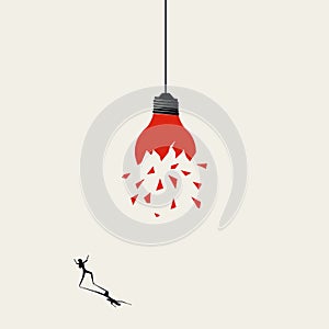 Business creativity vector concept, light bulb explosion. Symbol of creative idea, brainstorming. Minimal illustration