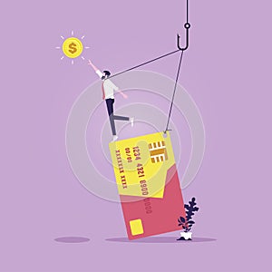 Business or credit card debt trap vector concept