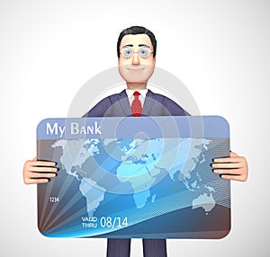 Business credit card payments icon shows trade finance - 3d illustration