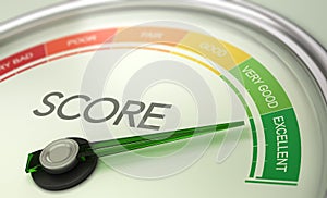 Business Credit Score Gauge Concept, Excellent Grade