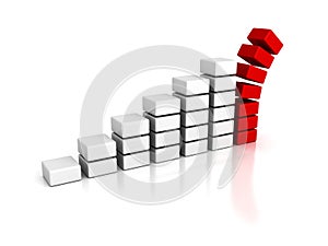 Business crisis bar graph falling down