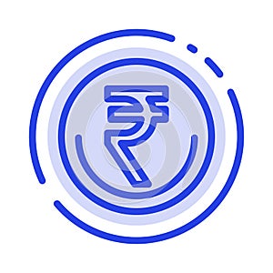 Business, Currency, Finance, Indian, Inr, Rupee, Trade Blue Dotted Line Line Icon