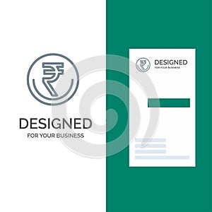 Business, Currency, Finance, Indian, Inr, Rupee, Trade Grey Logo Design and Business Card Template