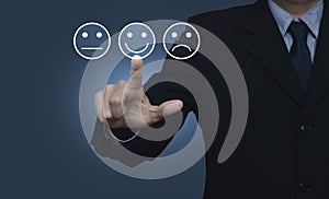 Business customer service evaluation and feedback rating concept