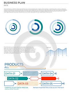 Business data analysis charts in color. Vector elements charts.