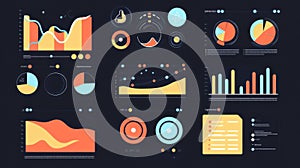 Business data analysis dashboard displaying multiple charts graphs