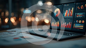 Business Data Analysis Presentation On Laptop Screen