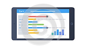 Business Data Analysis on Tablet Screen, vector design Generative AI
